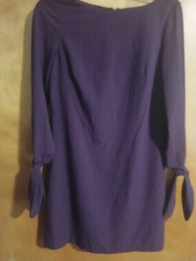 Vince Caputo Purple Long-Sleeve Tie-Cuff Women’s Dress